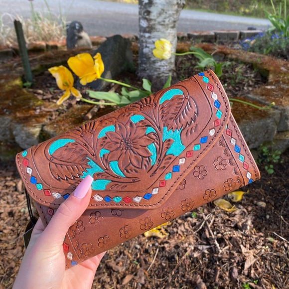 Tooled Leather Wallet - Picture 1 of 3